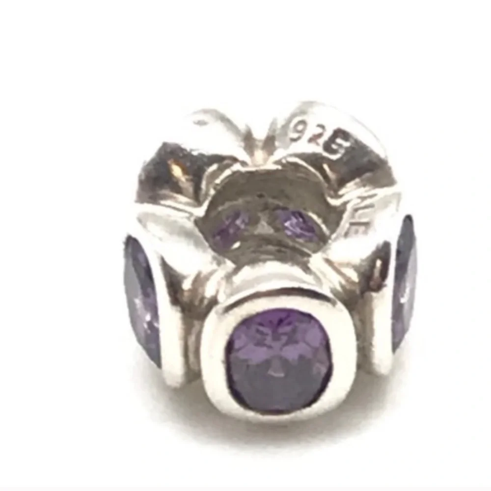 Pandora Purple CZ Sparkly Oval Lights Rare Retired Bead Charm